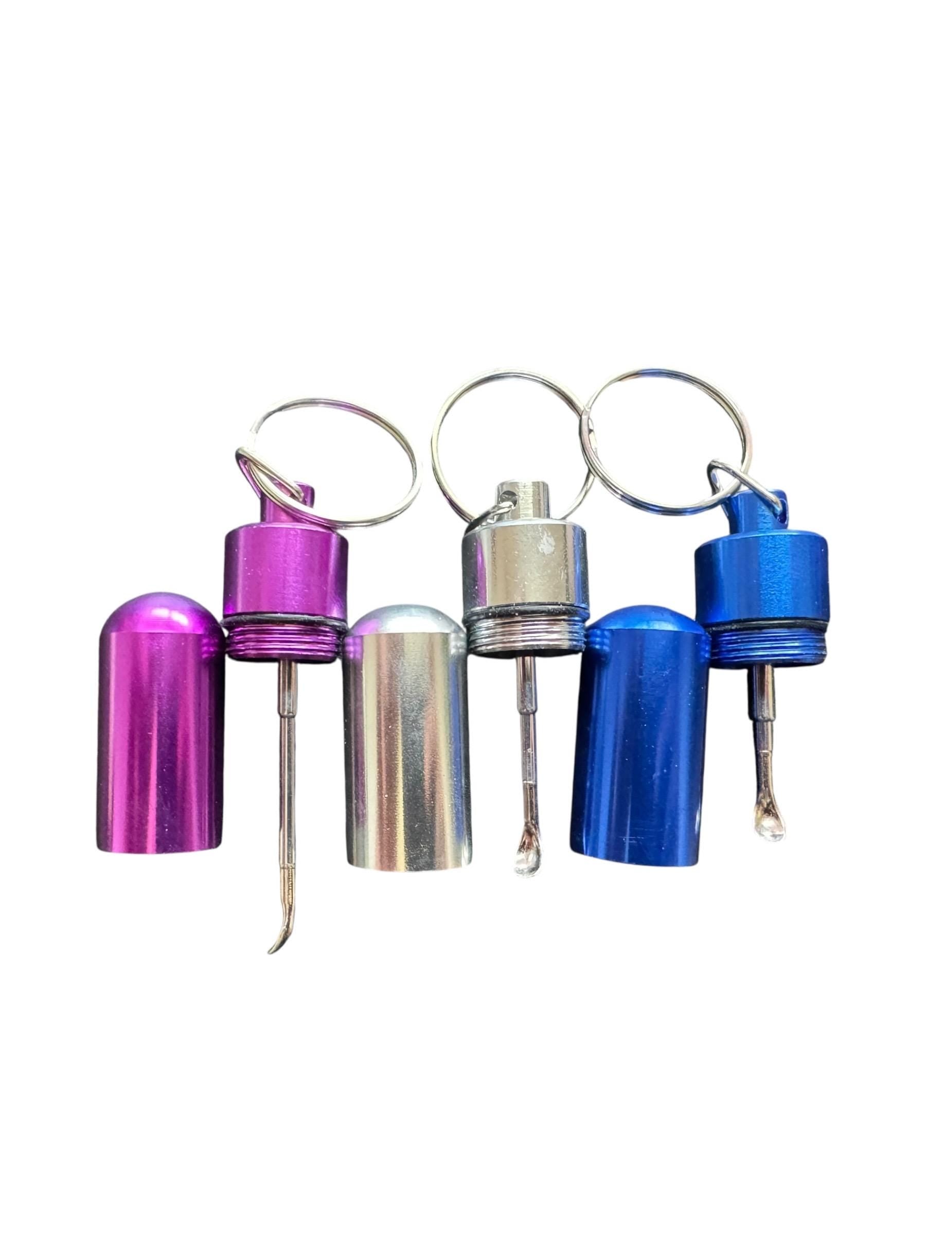 Aluminum Portion  Snuff Control Keychain: Travel Spice Sweetener Dispenser with Spoon Scoop