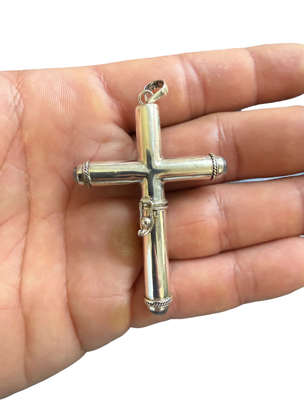 925 Sterling Silver Handmade Cruel Intentions Stash Cross Pendant Necklace - Rope Design - Cruel Intentions Necklace