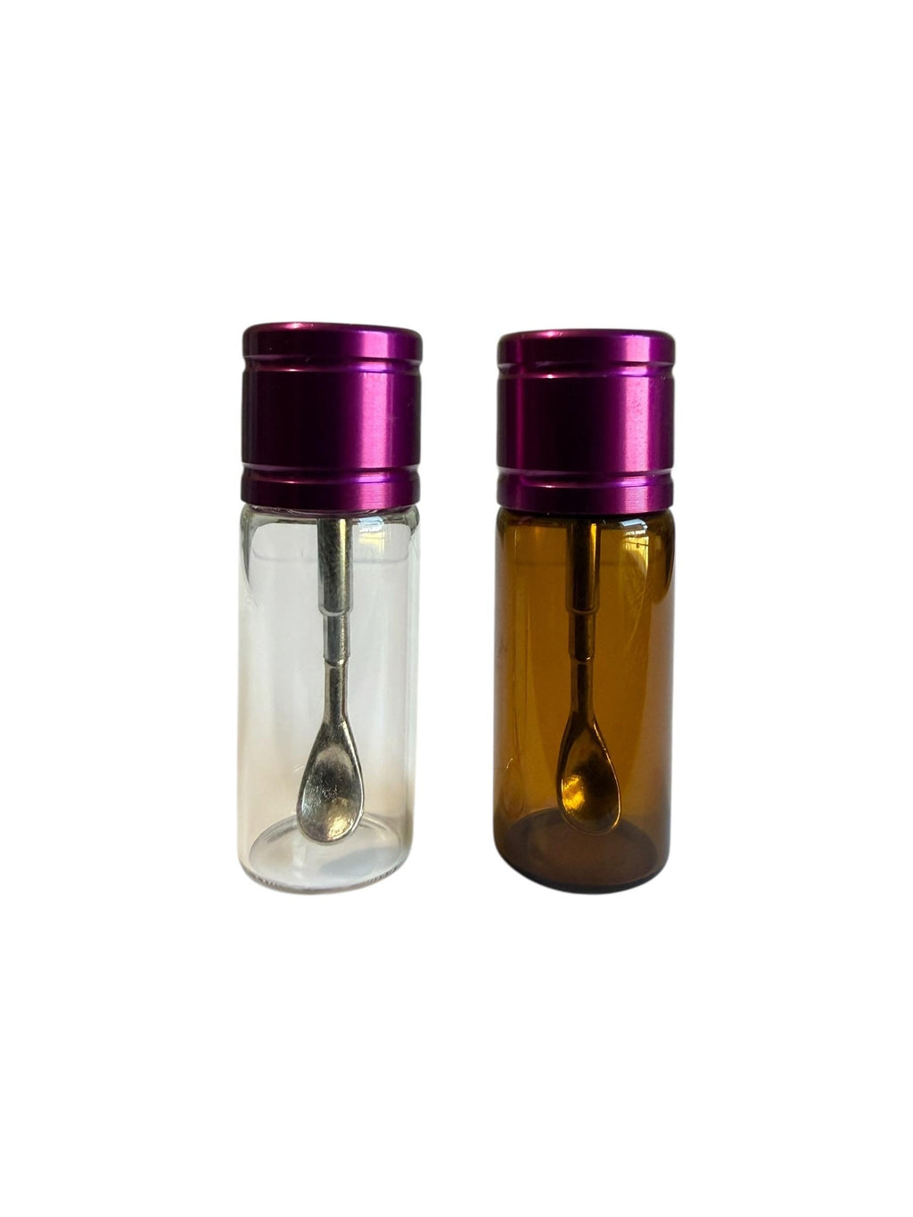 Mini Glass  Snuff Spice Jar: Travel Portion Control with Extending Spoon for Supplements Spices Snuff or Cosmetics