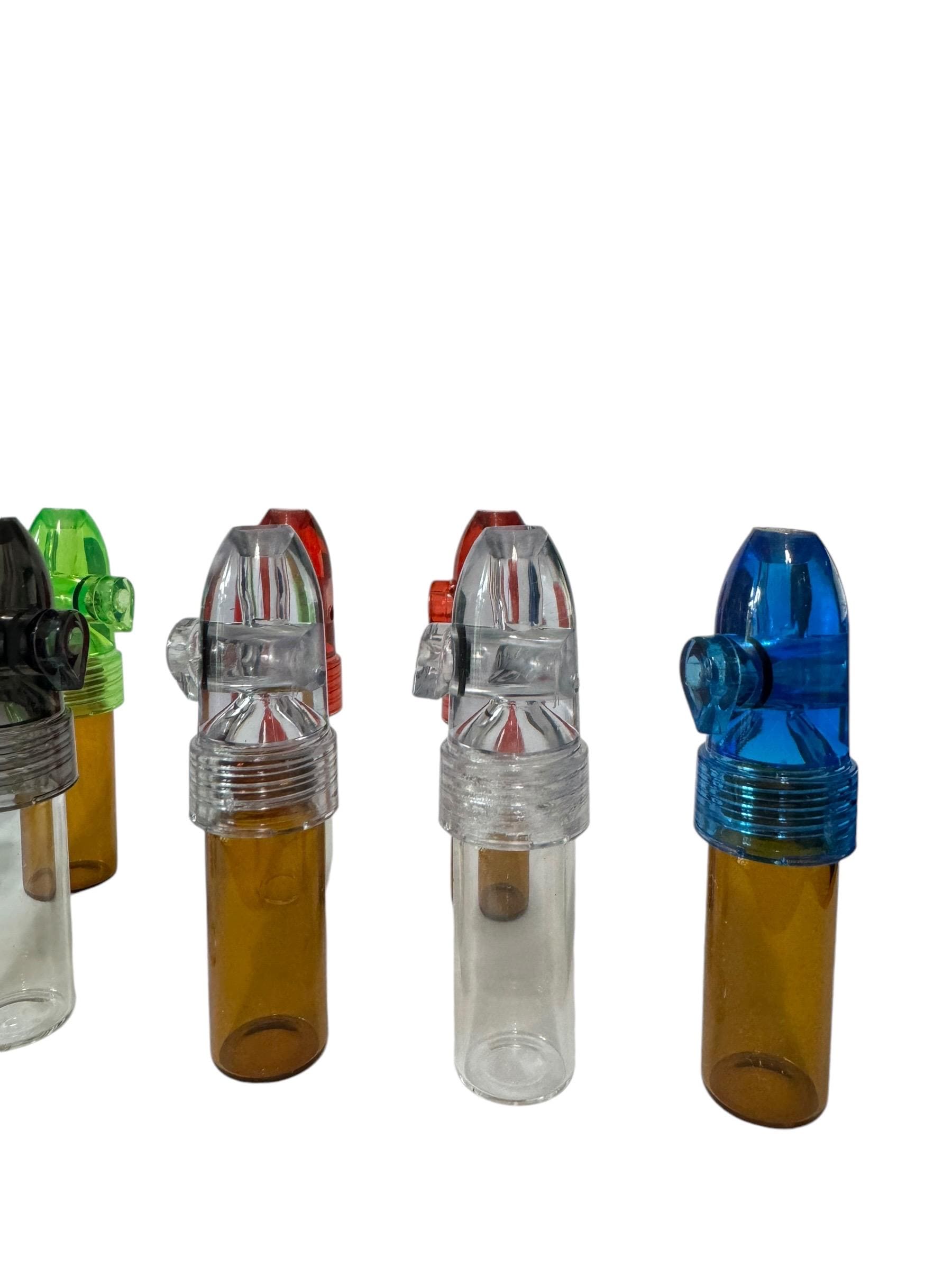 Glass Portion Control Dispenser Storage Plastic Snuff Bullet Top - For Travel, Pocket, or Purse
