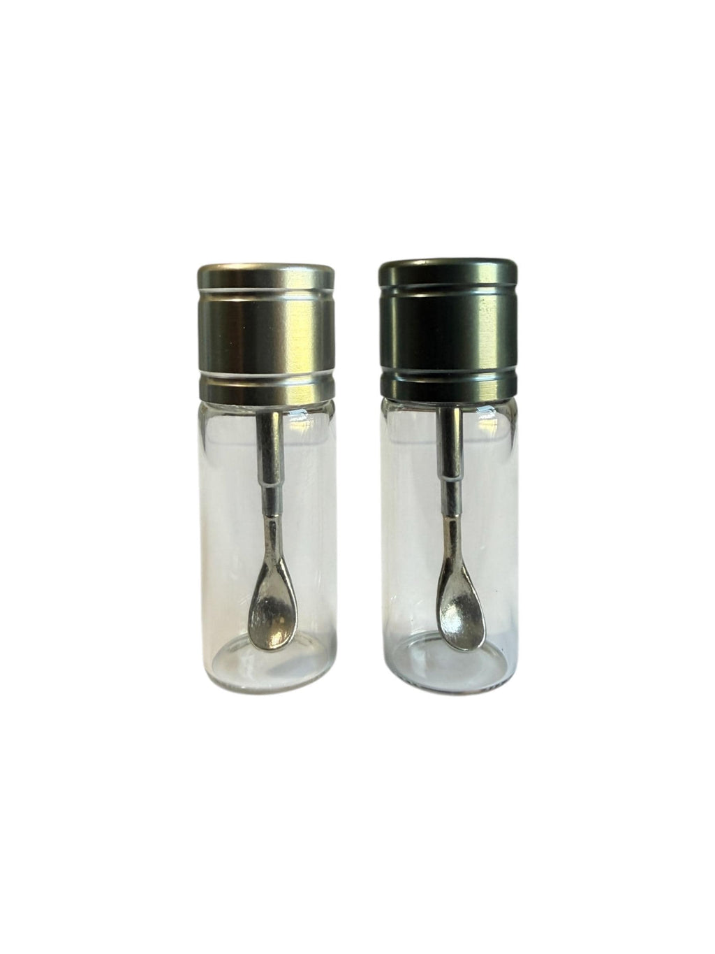 Mini Glass  Snuff Spice Jar: Travel Portion Control with Extending Spoon for Supplements Spices Snuff or Cosmetics