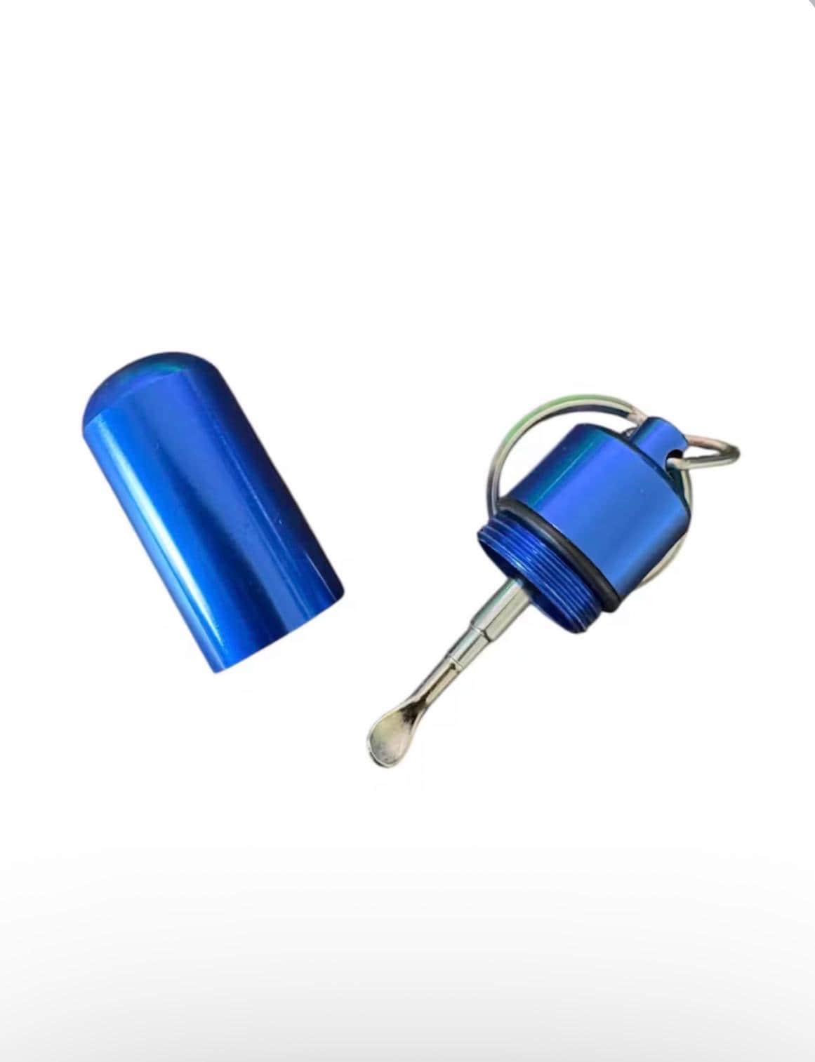Aluminum Portion  Snuff Control Keychain: Travel Spice Sweetener Dispenser with Spoon Scoop