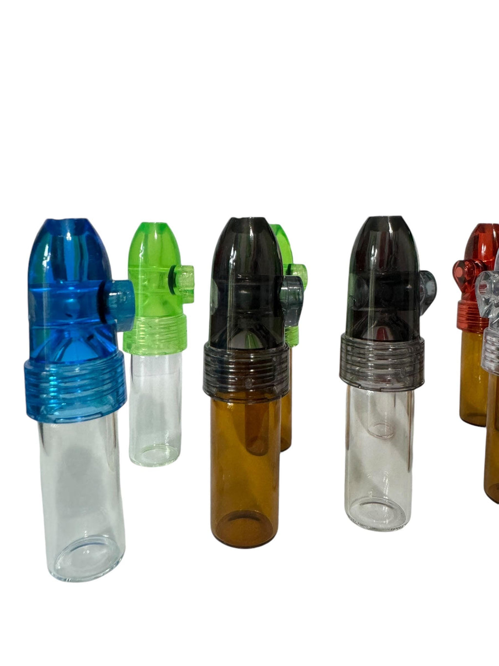 Glass Portion Control Dispenser Storage Plastic Snuff Bullet Top - For Travel, Pocket, or Purse