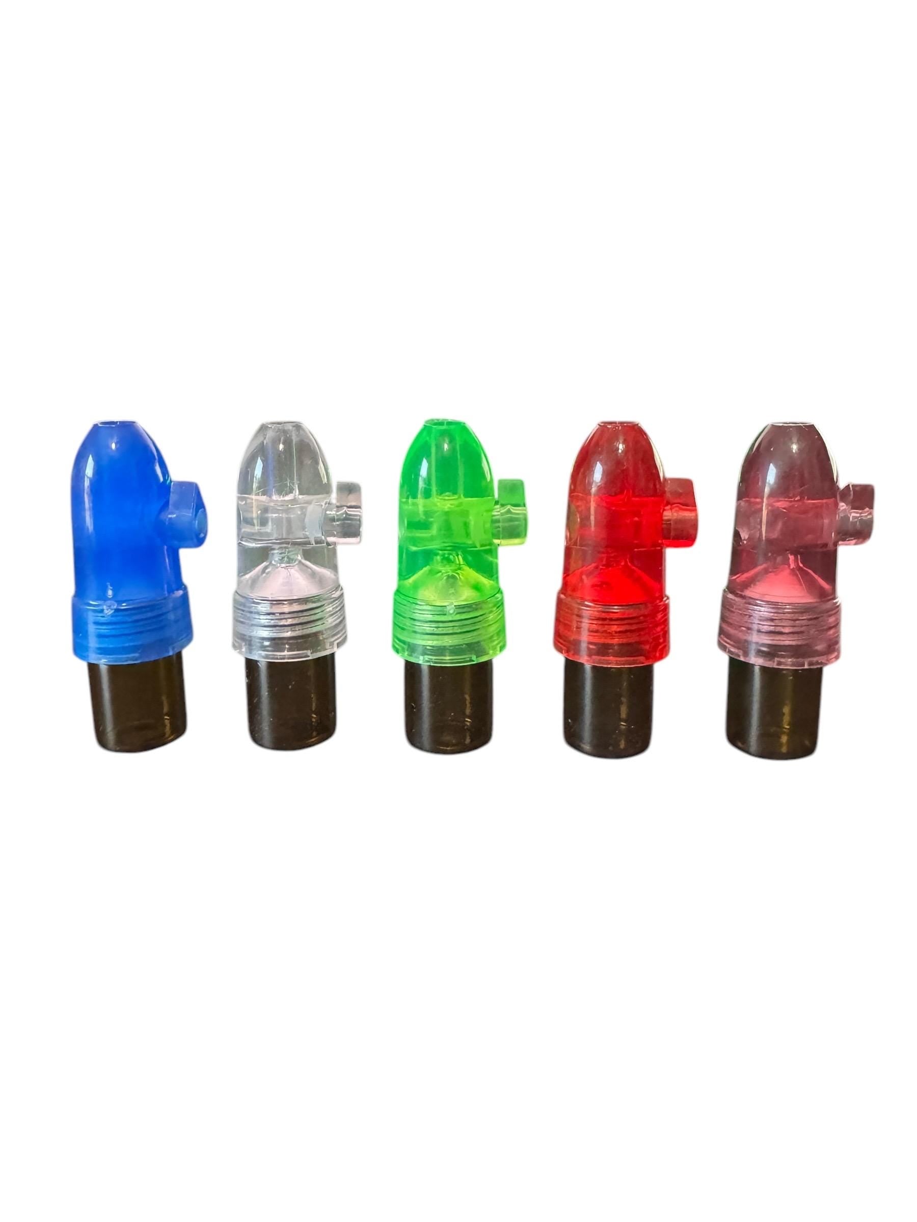 Glass Portion Control Dispenser Storage Plastic Snuff Bullet Top - For Travel, Pocket, or Purse