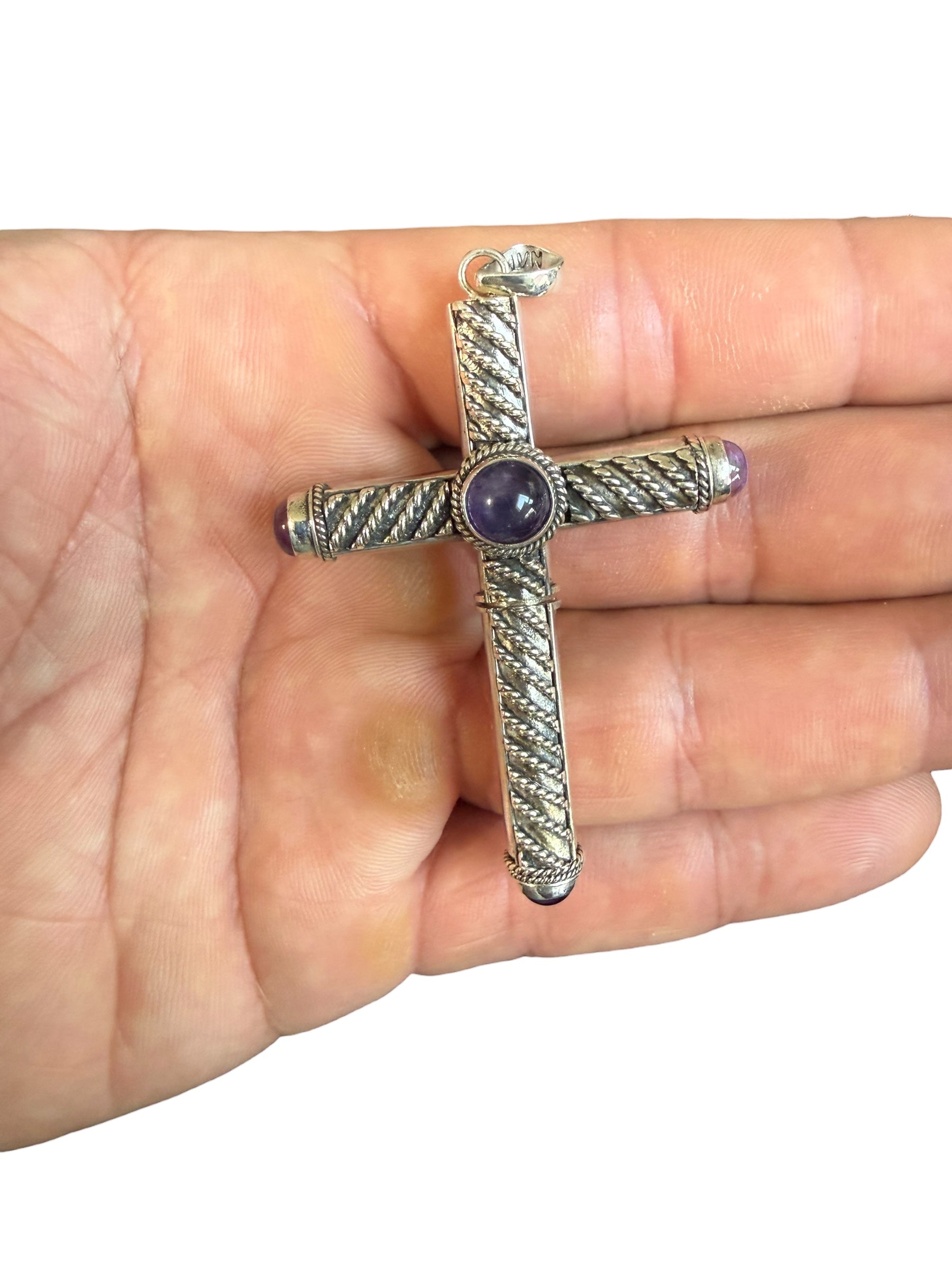 925 Sterling Silver Handmade Cruel Intentions Stash Cross Pendant Necklace - Rope Design - Cruel Intentions Necklace