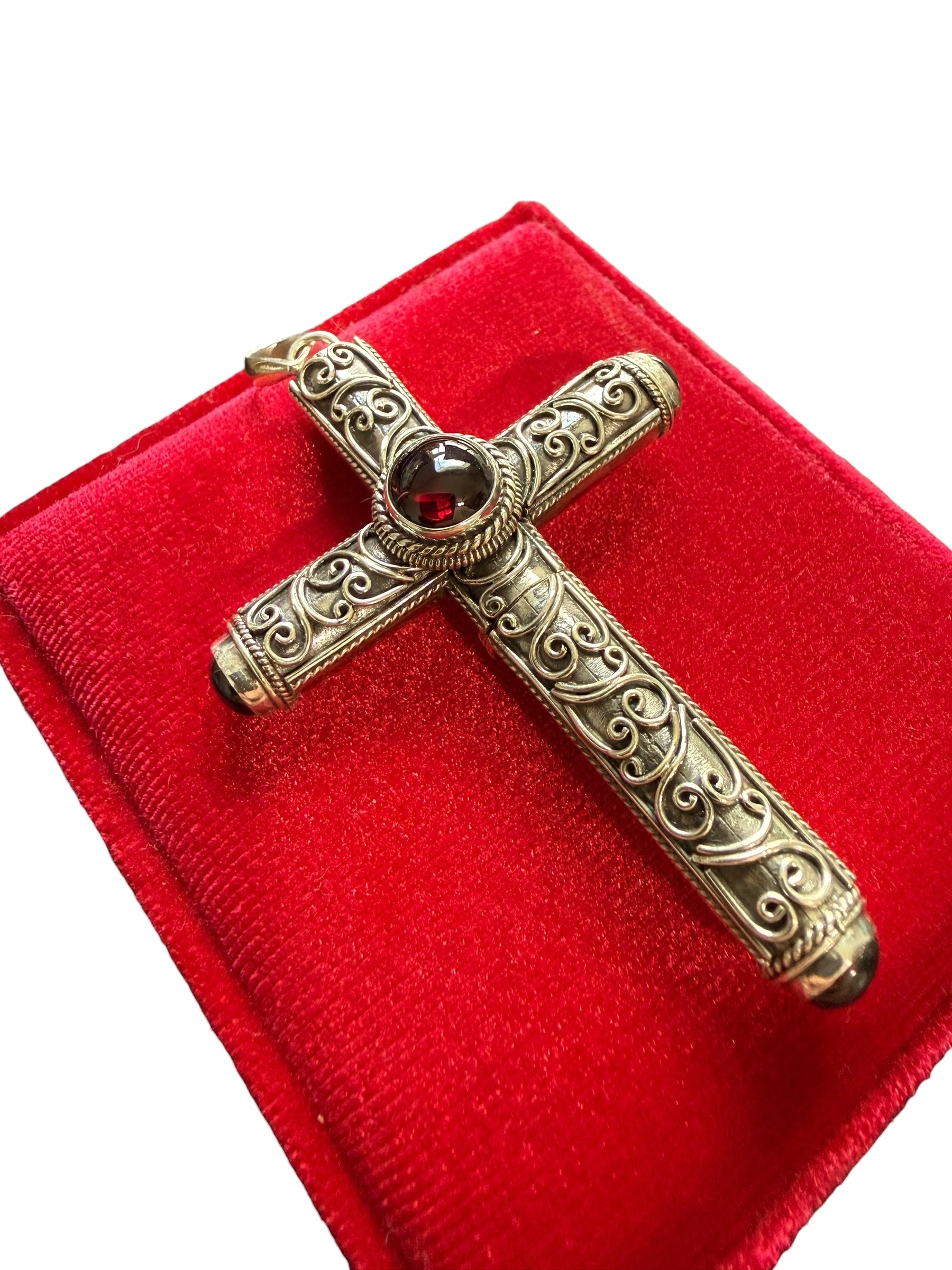 925 Sterling Silver Handmade Cruel Intentions Stash Cross Rosary Pendant Necklace - Heart Design - Cruel Intentions Necklace