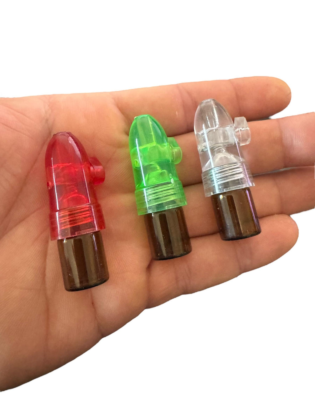 Glass Portion Control Dispenser Storage Plastic Snuff Bullet Top - For Travel, Pocket, or Purse