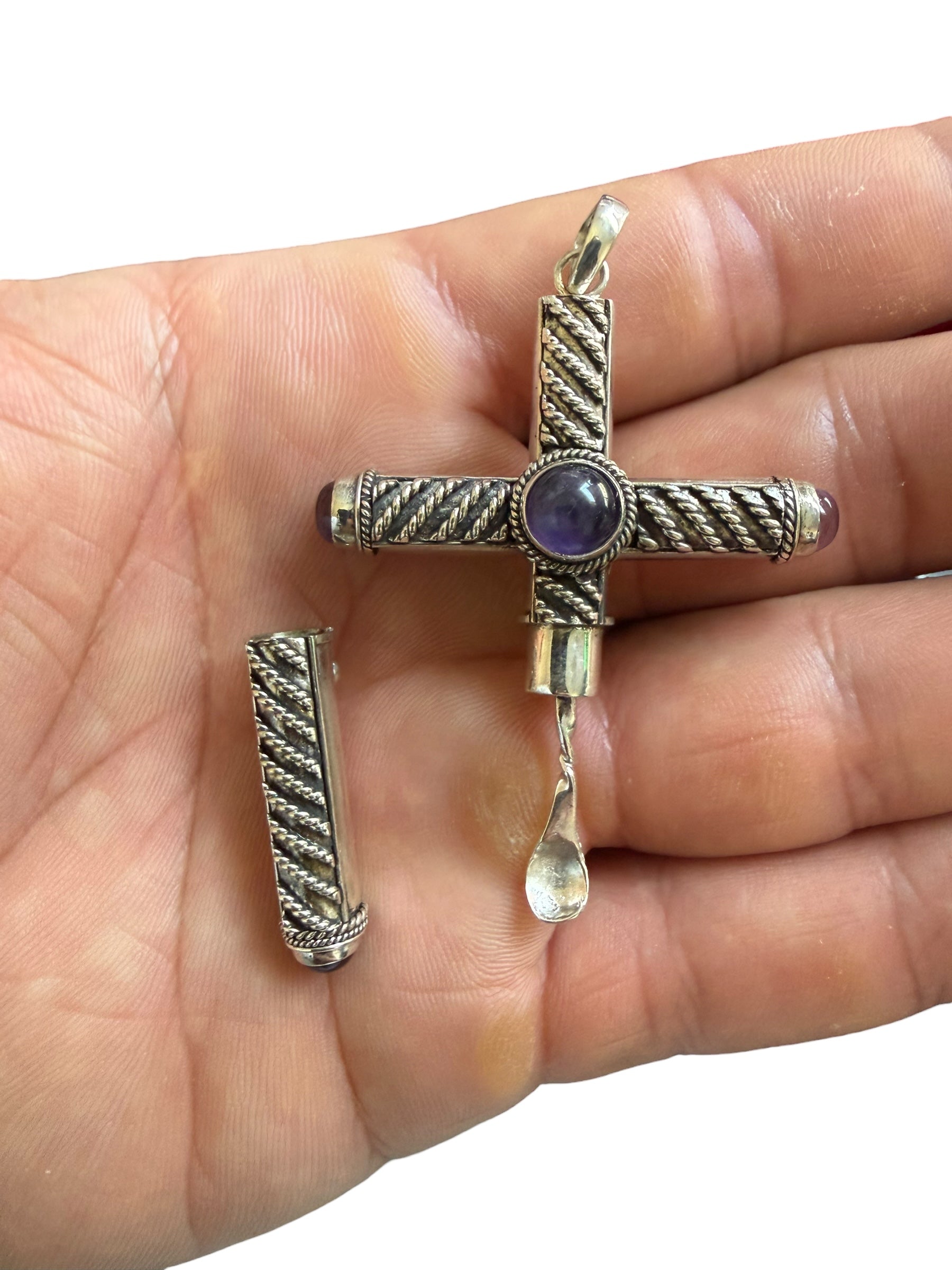 925 Sterling Silver Handmade Cruel Intentions Stash Cross Pendant Necklace - Rope Design - Cruel Intentions Necklace