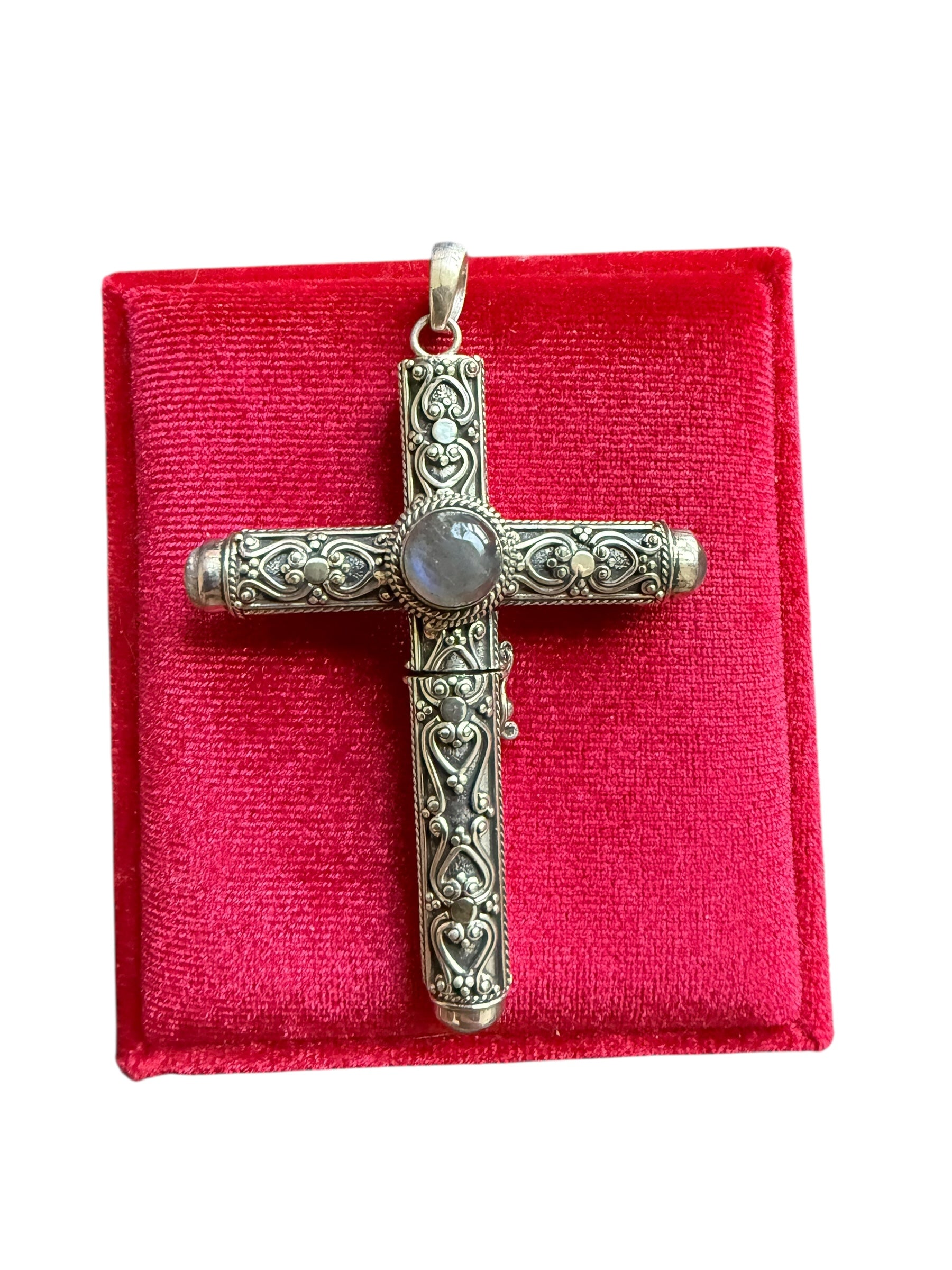 925 Sterling Silver Handmade Cruel Intentions  Stash Cross Rosary Pendant - Spider Design - Cruel Intentions Necklace