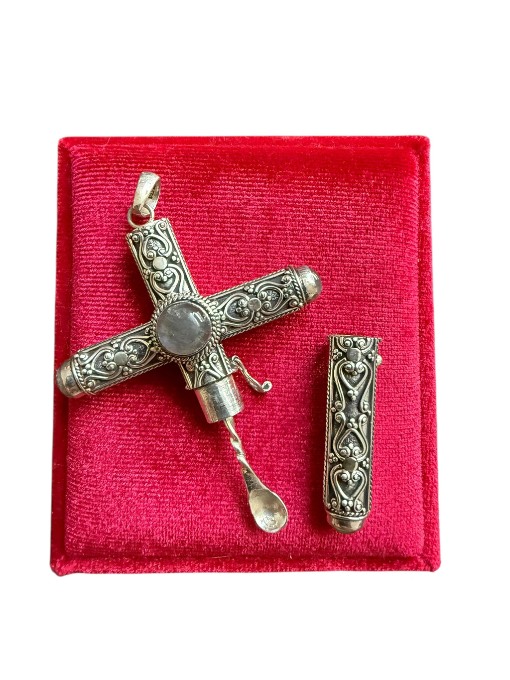 925 Sterling Silver Handmade Cruel Intentions  Stash Cross Rosary Pendant - Spider Design - Cruel Intentions Necklace