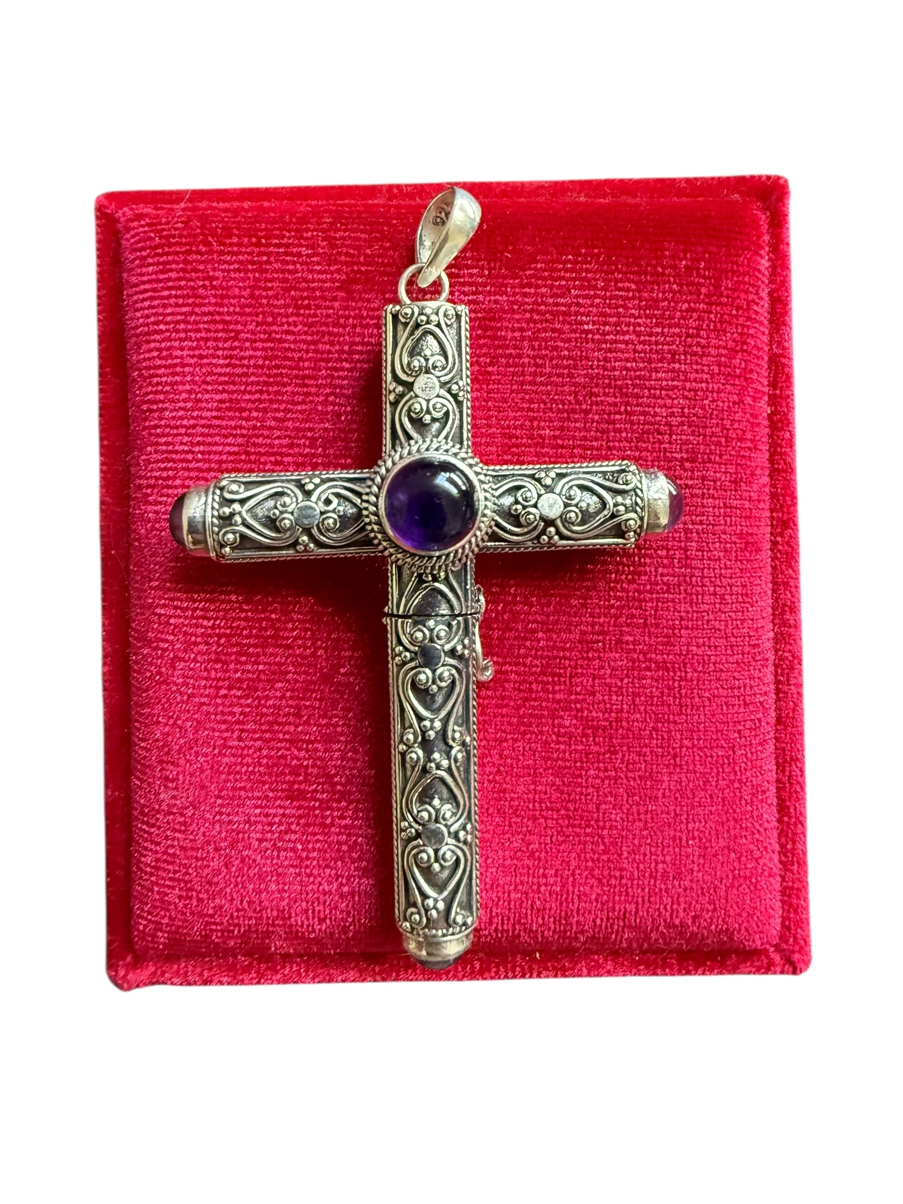 925 Sterling Silver Handmade Cruel Intentions  Stash Cross Rosary Pendant - Spider Design - Cruel Intentions Necklace