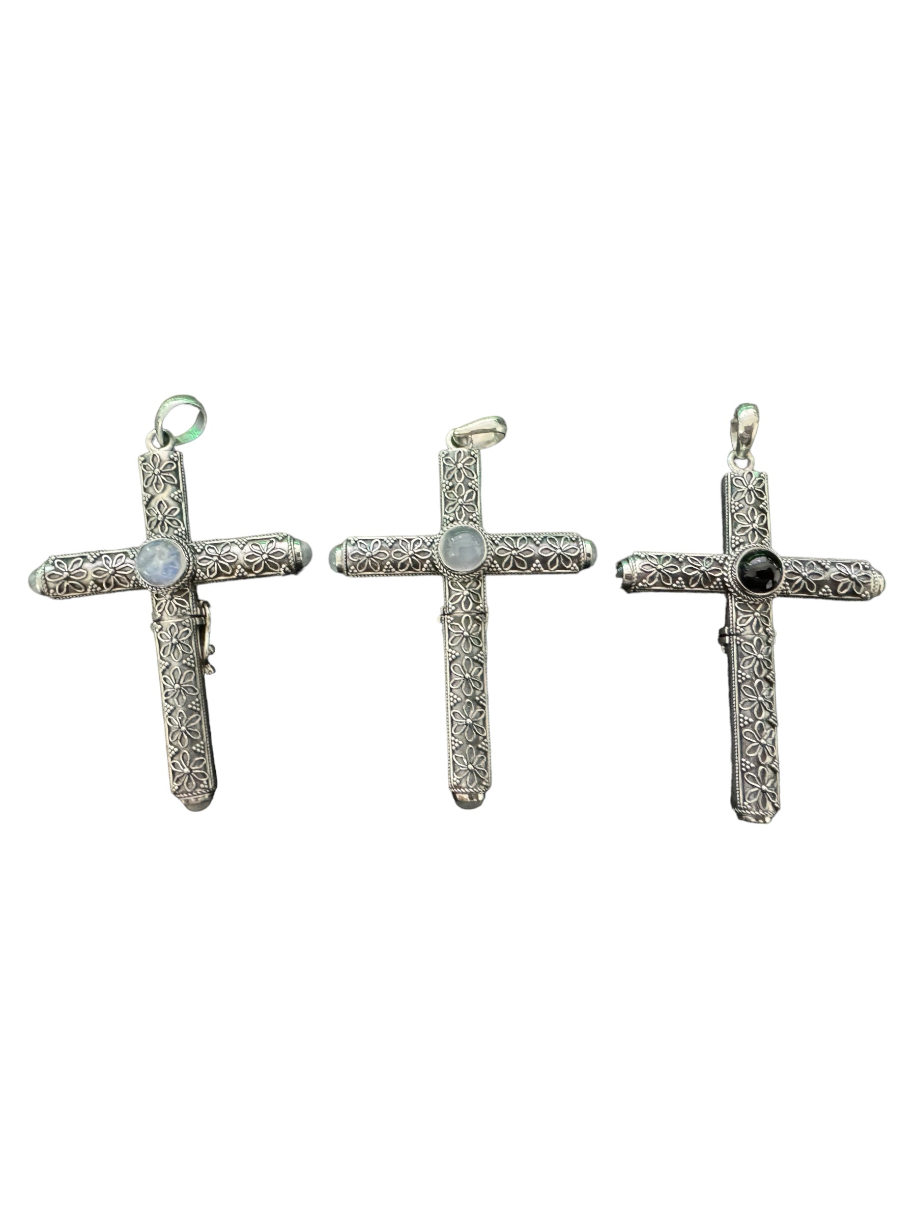 925 Sterling Silver Handmade Cruel Intentions Stash Cross Rosary Pendant - Flower of Life Design - Cruel Intentions Necklace