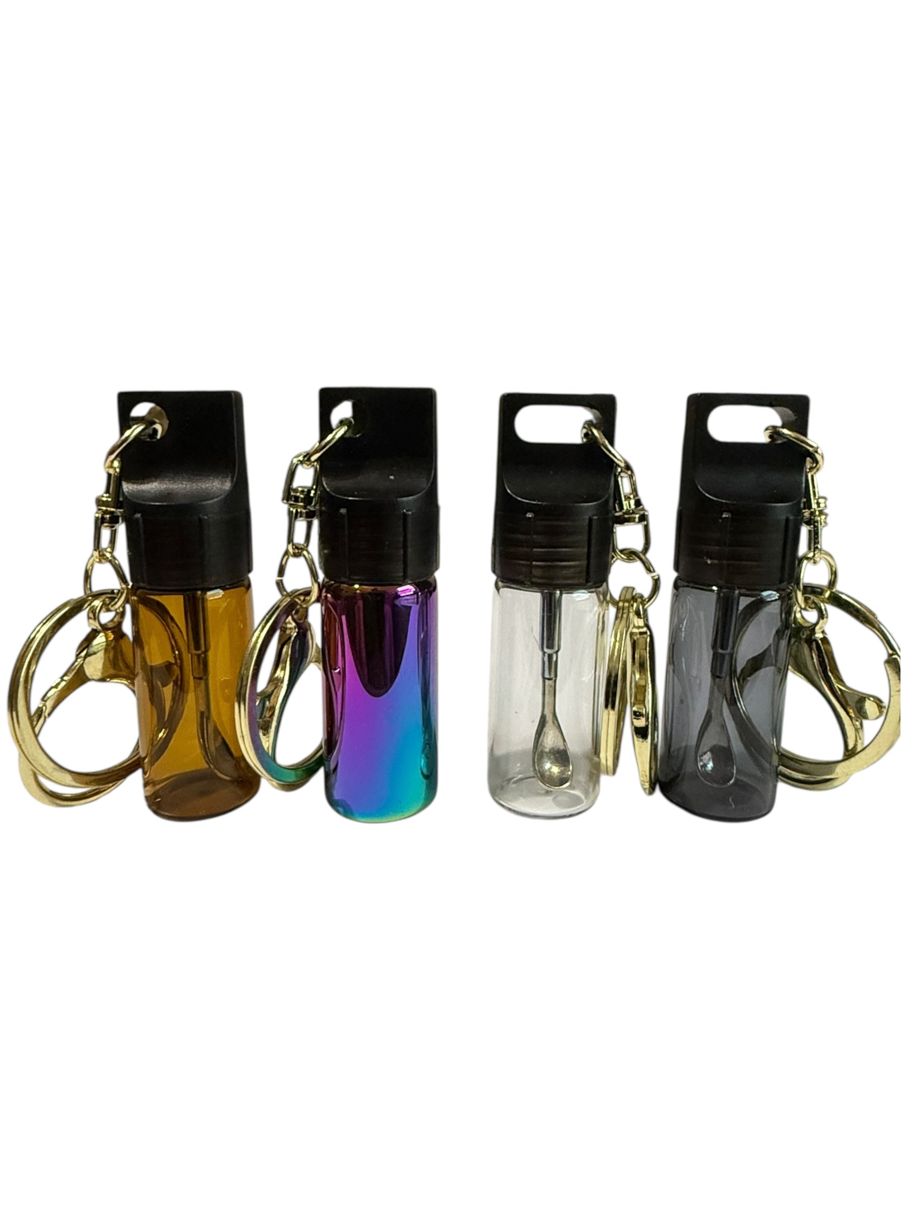 Mini Glass Spice Dispenser Keychain: Extending Snuff Spoon Scoop