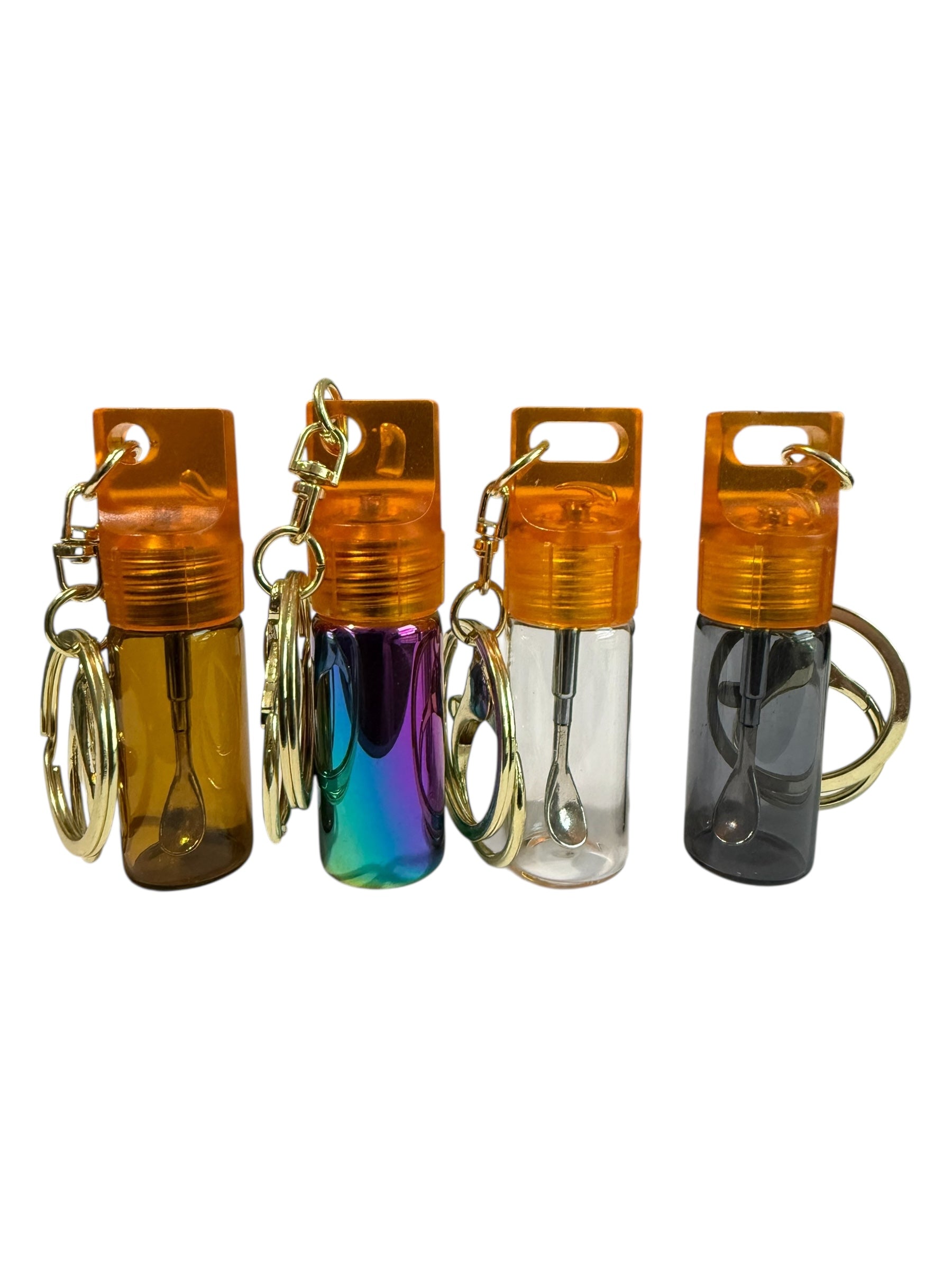 Mini Glass Spice Dispenser Keychain: Extending Snuff Spoon Scoop