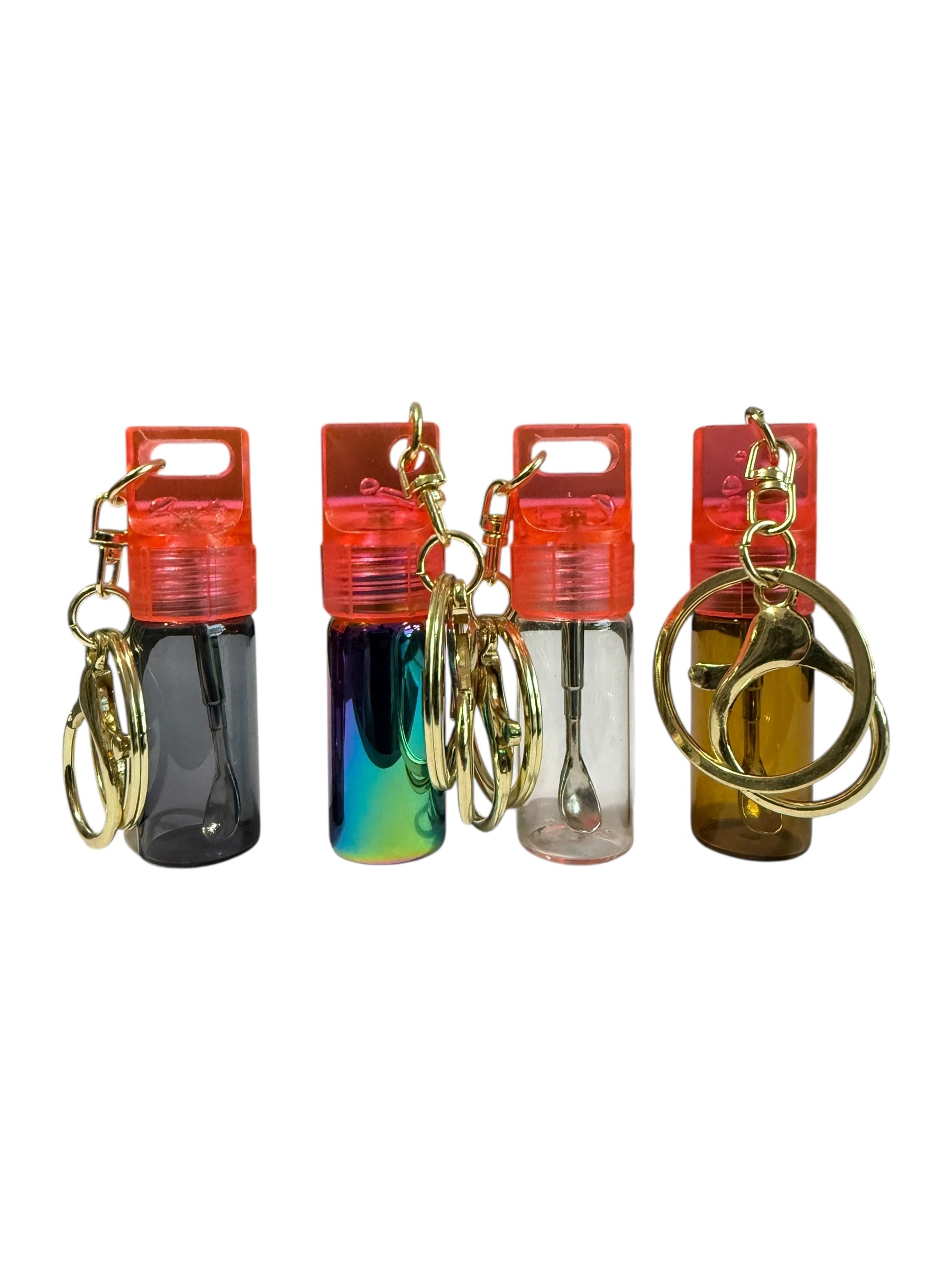 Mini Glass Spice Dispenser Keychain: Extending Snuff Spoon Scoop
