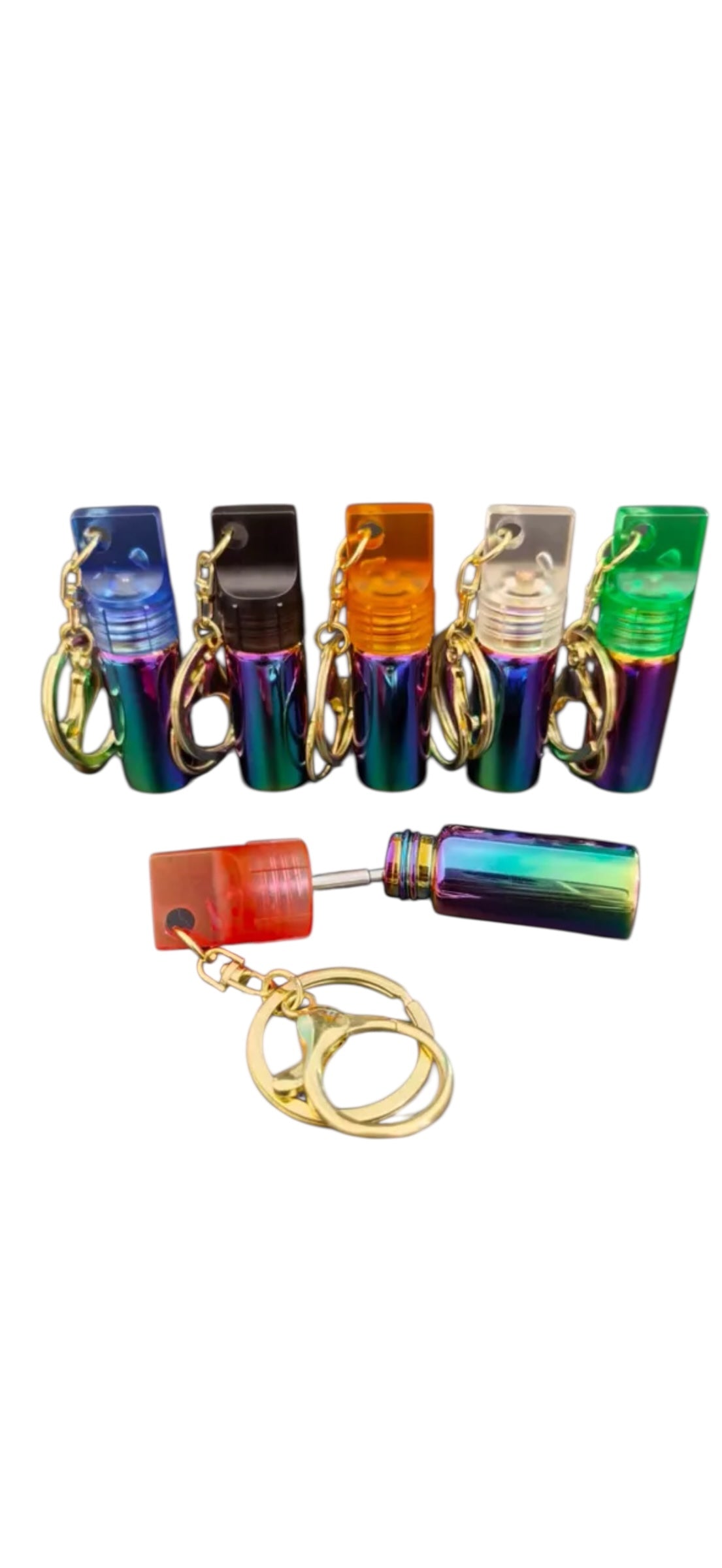Mini Glass Spice Dispenser Keychain: Extending Snuff Spoon Scoop