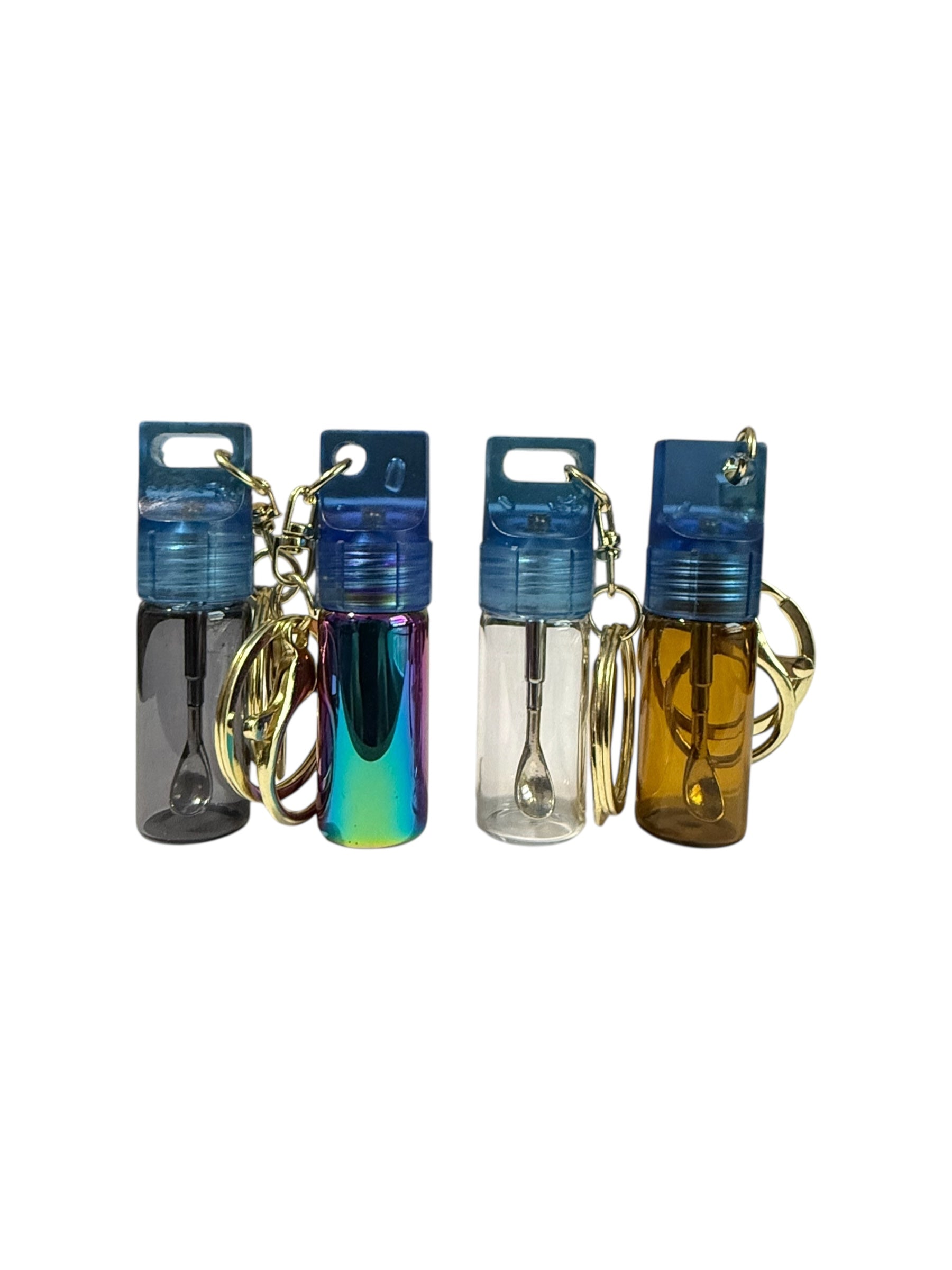 Mini Glass Spice Dispenser Keychain: Extending Snuff Spoon Scoop
