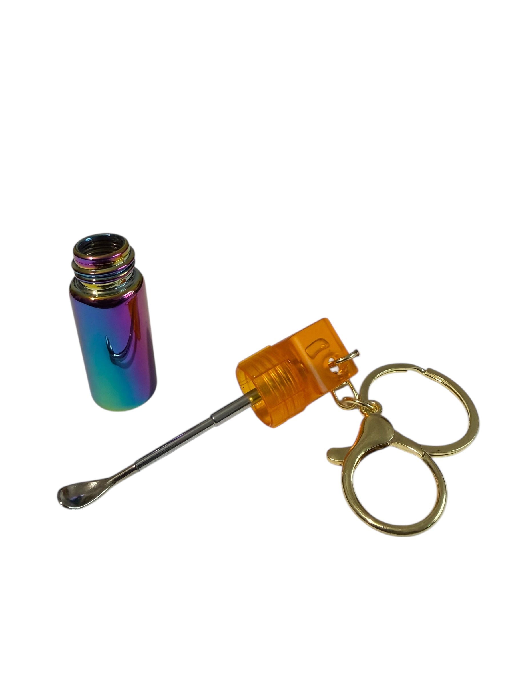 Mini Glass Spice Dispenser Keychain: Extending Snuff Spoon Scoop