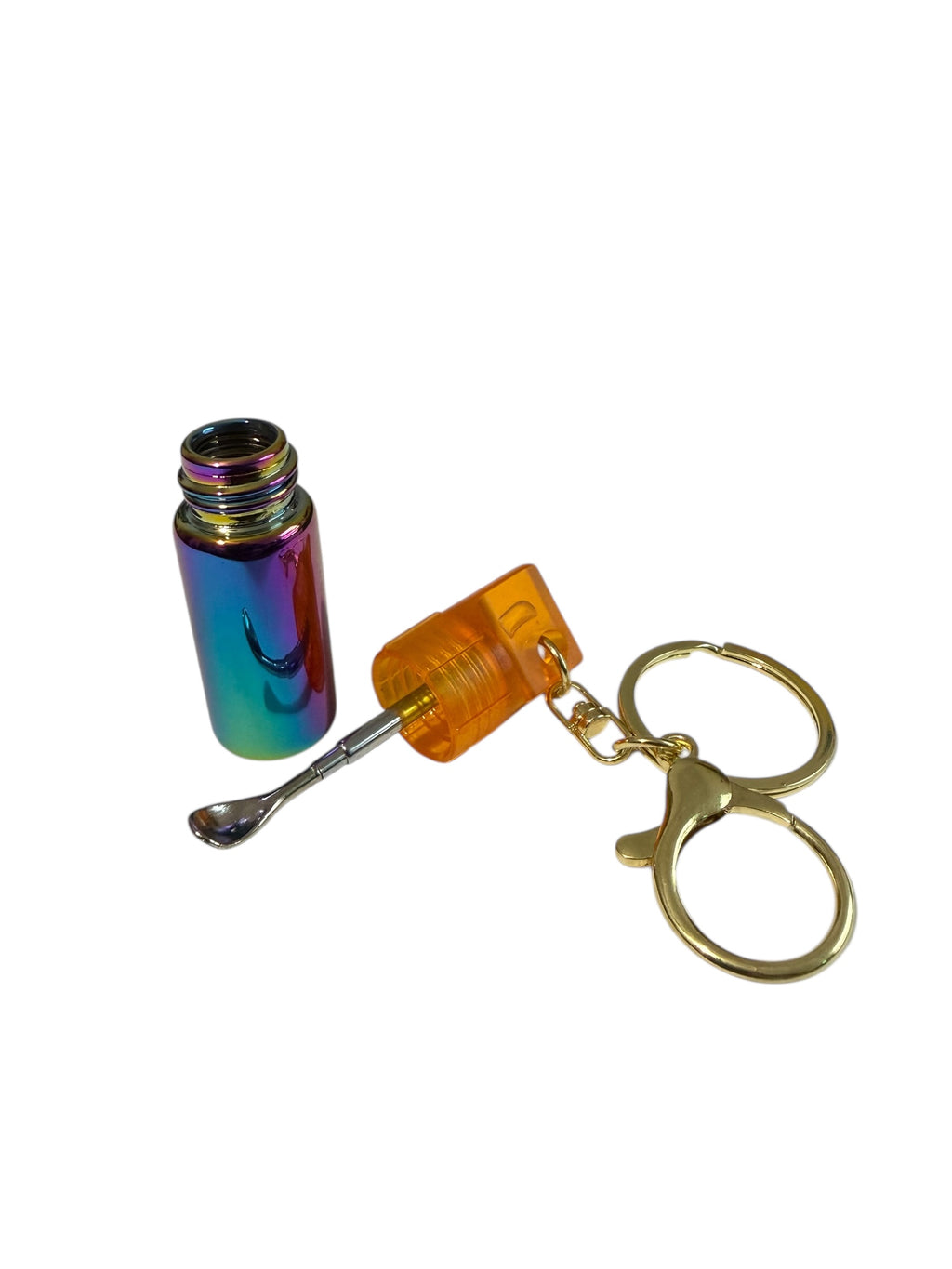 Mini Glass Spice Dispenser Keychain: Extending Snuff Spoon Scoop