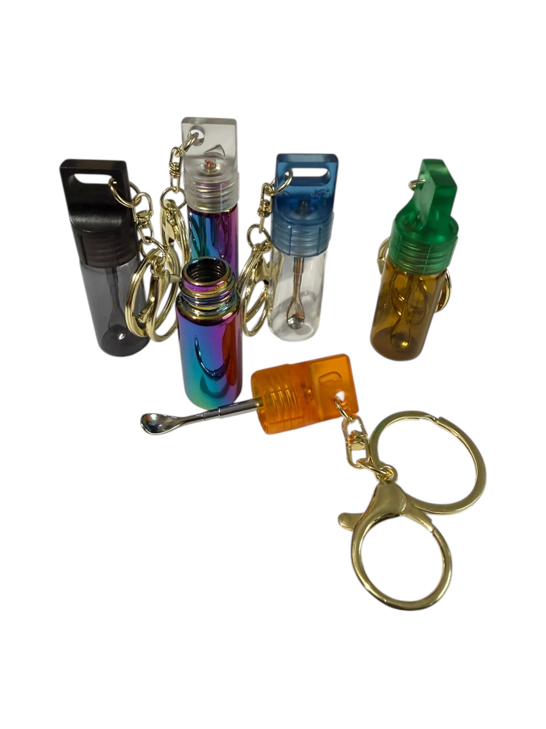 Mini Glass Spice Dispenser Keychain: Extending Snuff Spoon Scoop