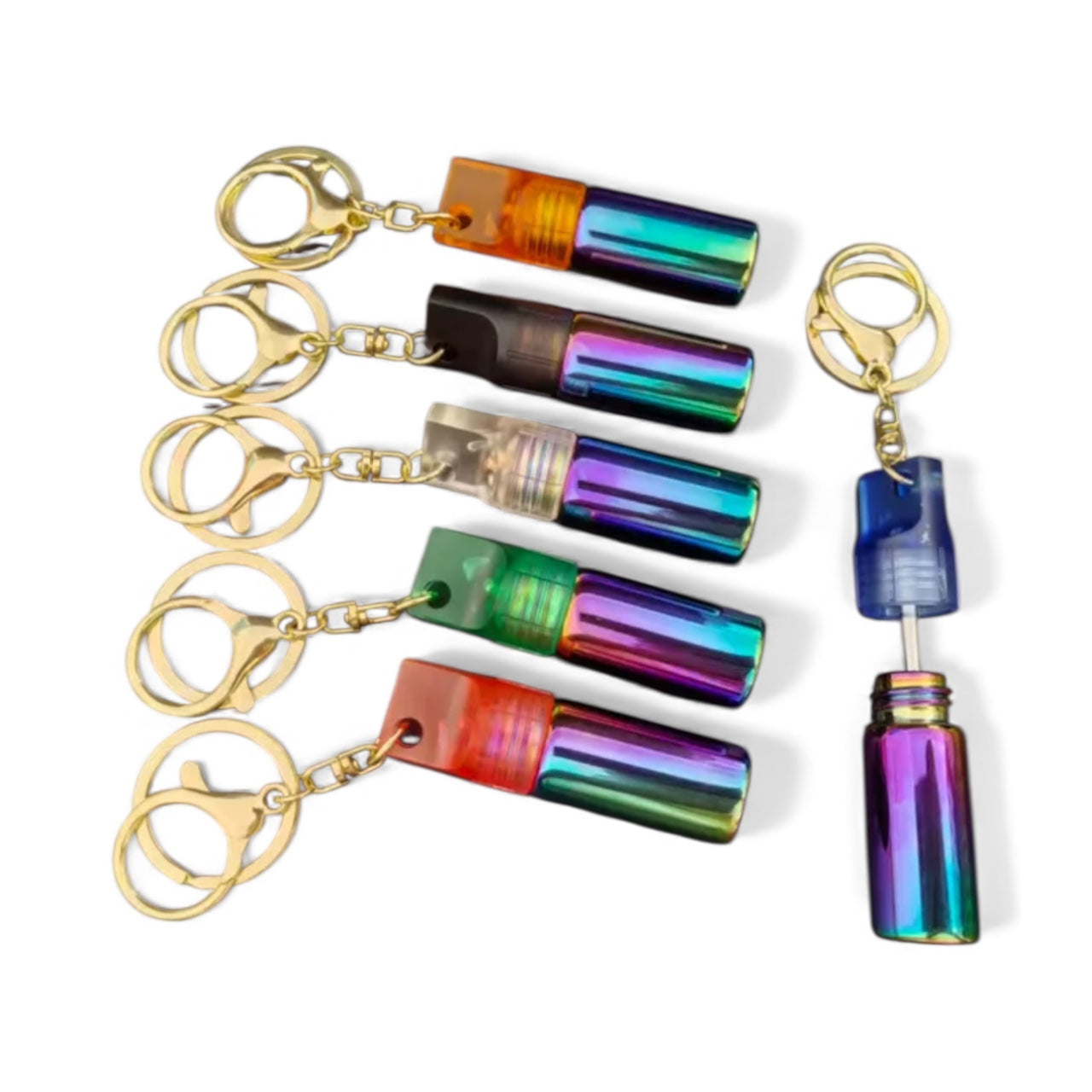 Mini Glass Spice Dispenser Keychain: Extending Snuff Spoon Scoop
