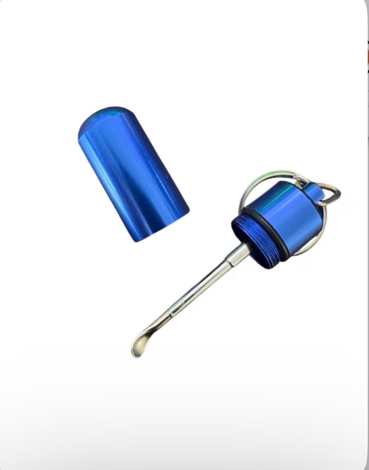 Aluminum Portion  Snuff Control Keychain: Travel Spice Sweetener Dispenser with Spoon Scoop