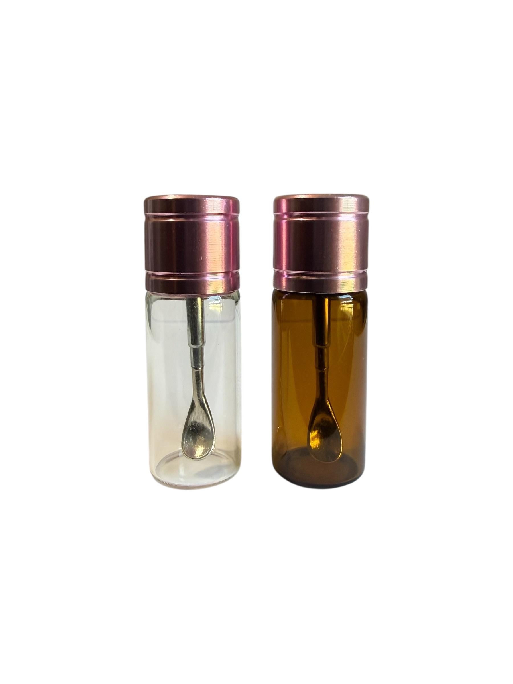 Mini Glass  Snuff Spice Jar: Travel Portion Control with Extending Spoon for Supplements Spices Snuff or Cosmetics
