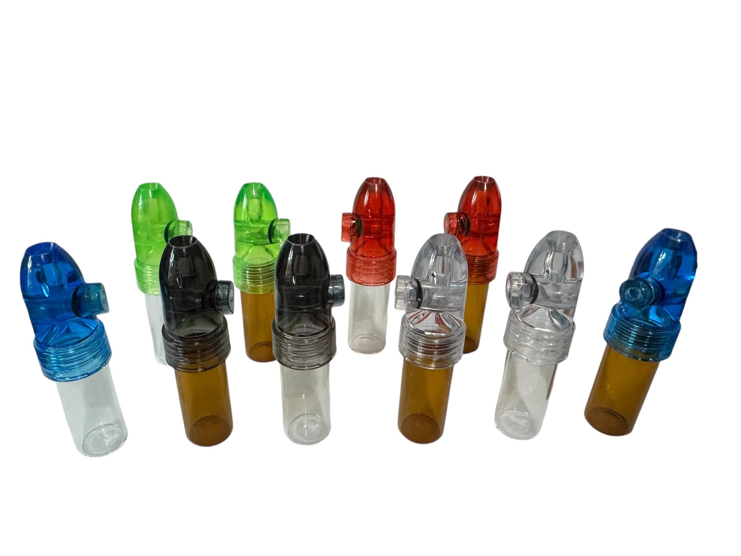Glass Portion Control Dispenser Storage Plastic Snuff Bullet Top - For Travel, Pocket, or Purse