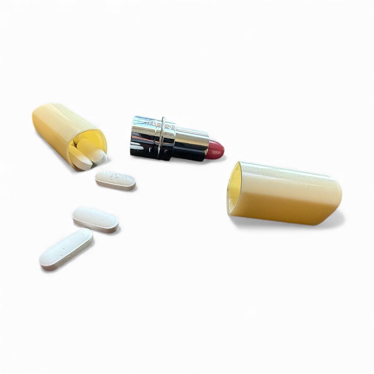 Secret Lipstick Stash Medicine Pill Pills Box Holder Hiding Spot Hidden Diversion Safe